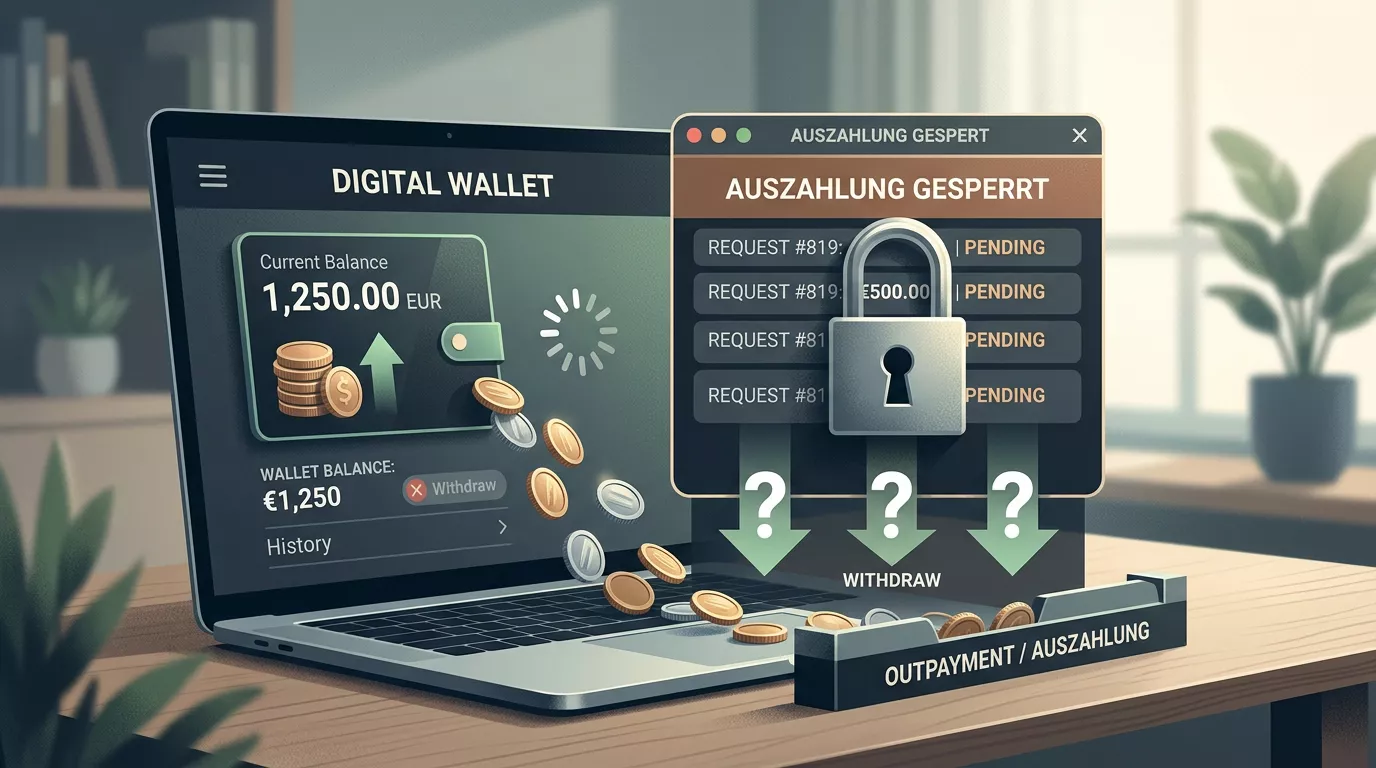 Abstrakte Darstellung von Guthaben, Auszahlung und Risiko bei Online-Casinos