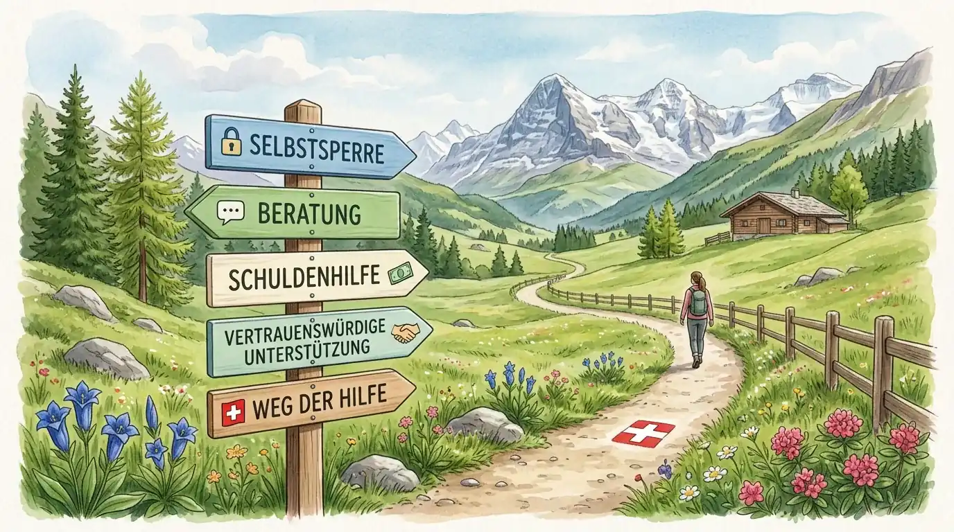 Ruhiger Wegweiser zu Spielsperre und Hilfeangeboten in der Schweiz